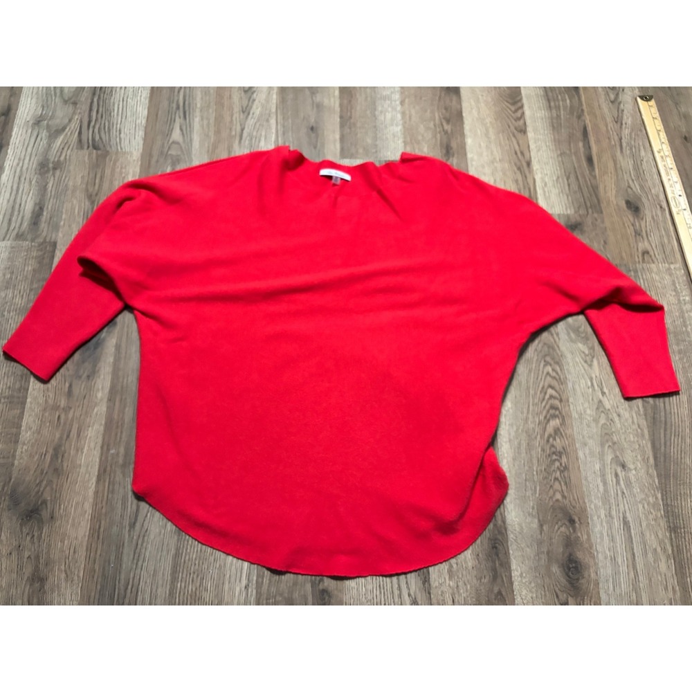 Vita Milano Batwing Sweater Womens Medium Red Adult Ribbed Knit Pullover